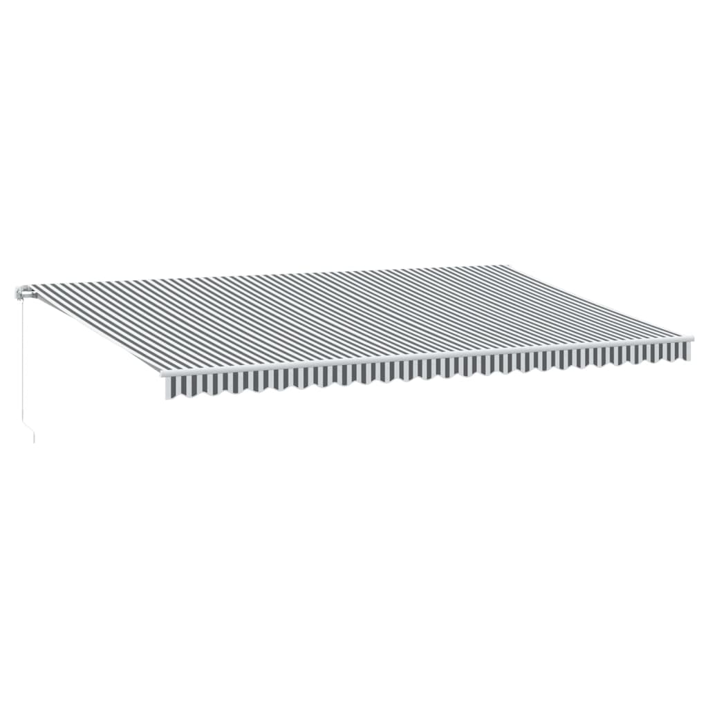 Markise Manuell Einziehbar mit LED 300x250 cm Blau und Weiß
