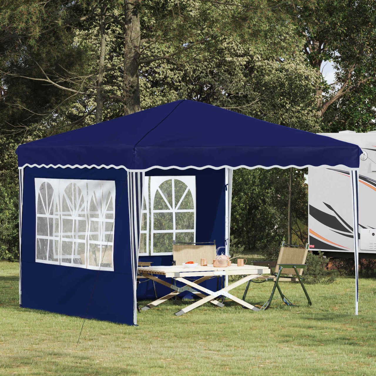Pop-up Partyzelt 288 x 288 x 245 cm Creme Oxford-Stoff