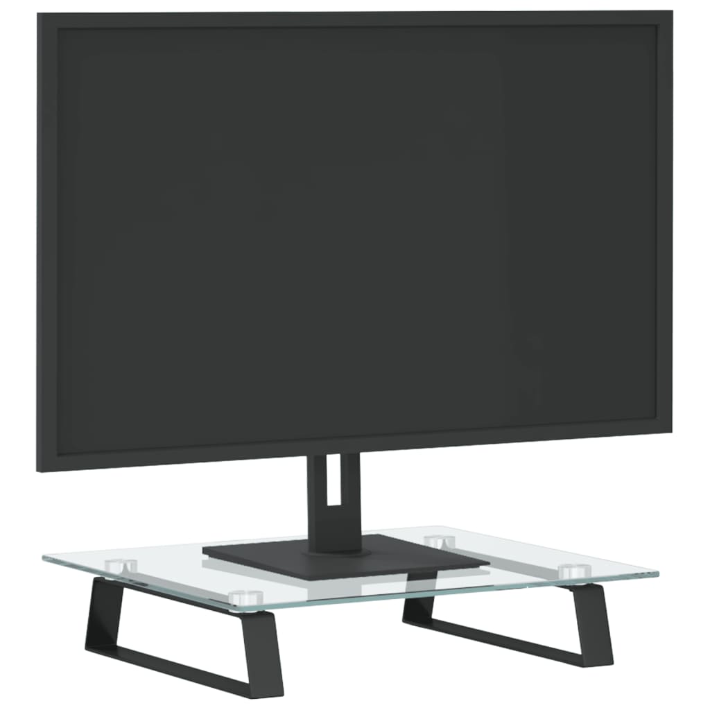 Monitorständer Weiß 60x20x8 cm Hartglas und Metall