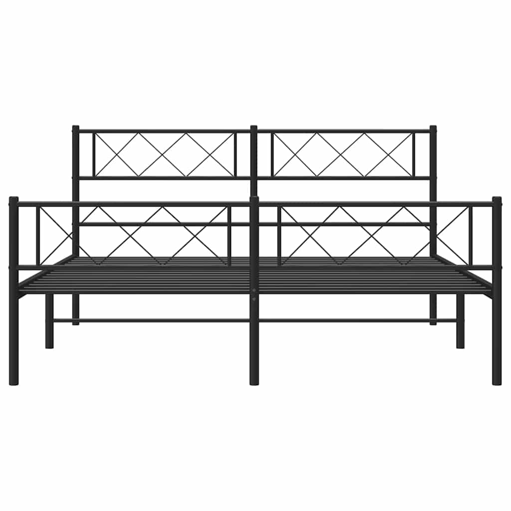 Bettgestell mit Kopfteil Metall Schwarz 100x190 cm