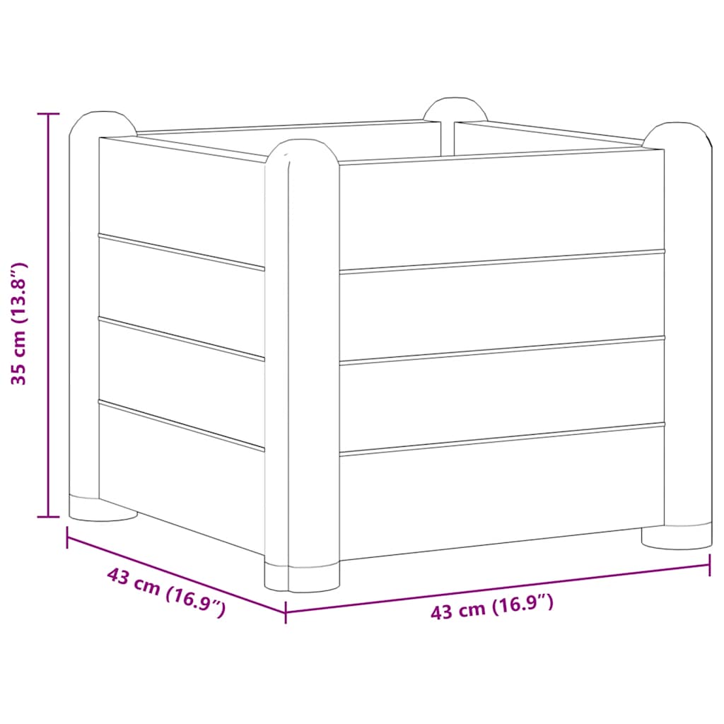 Garten-Hochbeet PP Weiß 43x43x35 cm