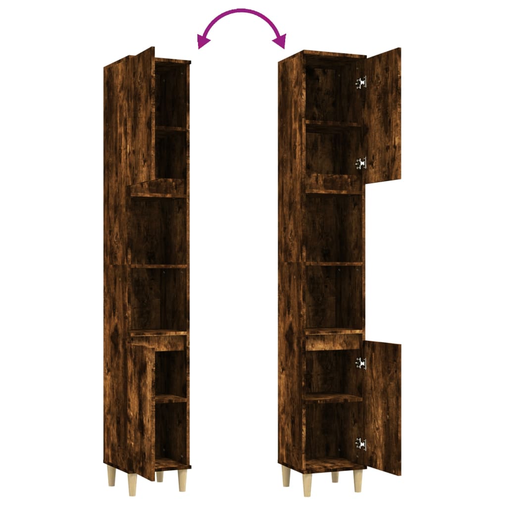 Badschrank Weiß 30x30x190 cm Holzwerkstoff