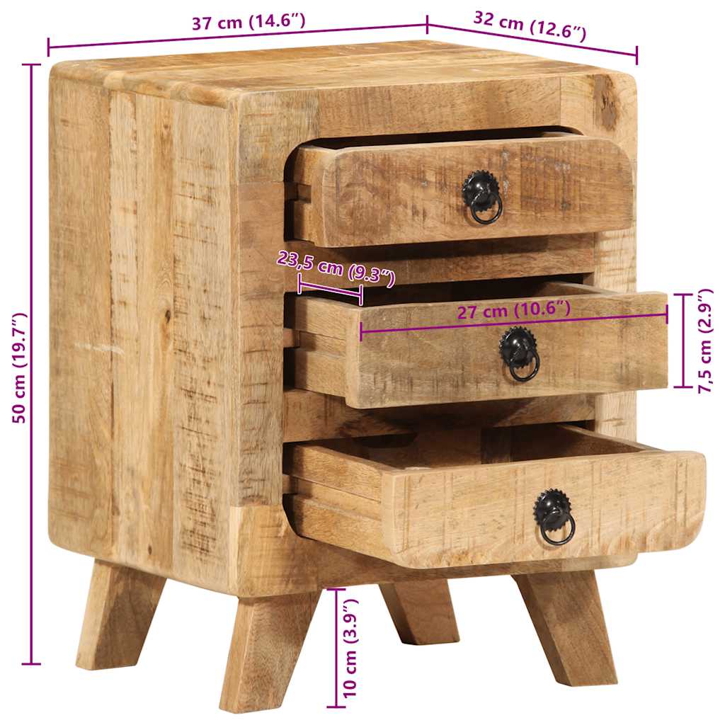 Nachttisch 37x32x50 cm Altholz Massivholz