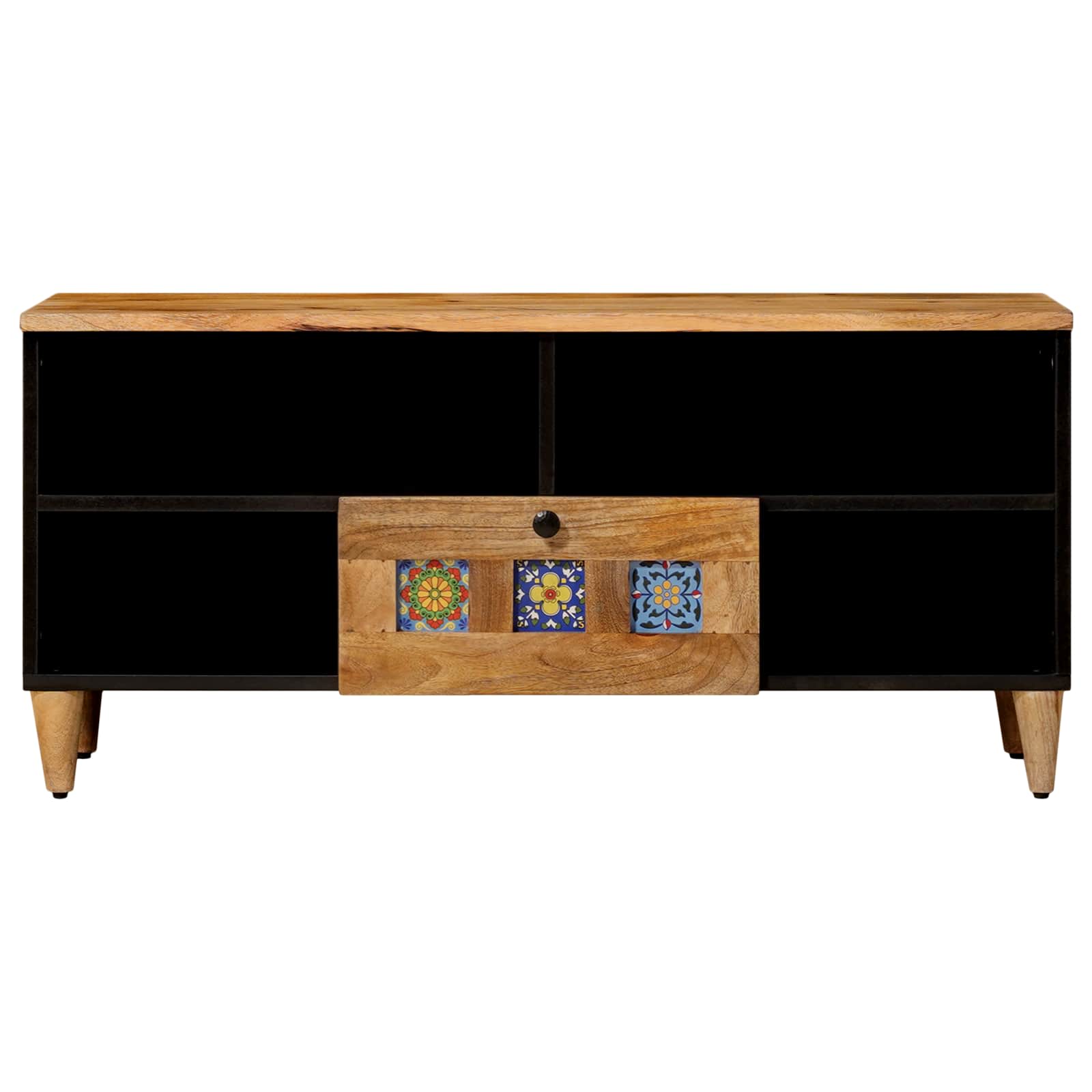 TV-Schränk mit Regal Walnuss 100 x 33 x 46 cm Massivholz Mango