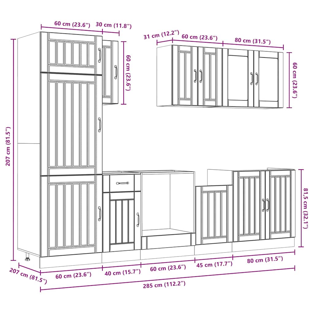 8-tlg. Küchenschrank-Set Lucca Weiß Holzwerkstoff
