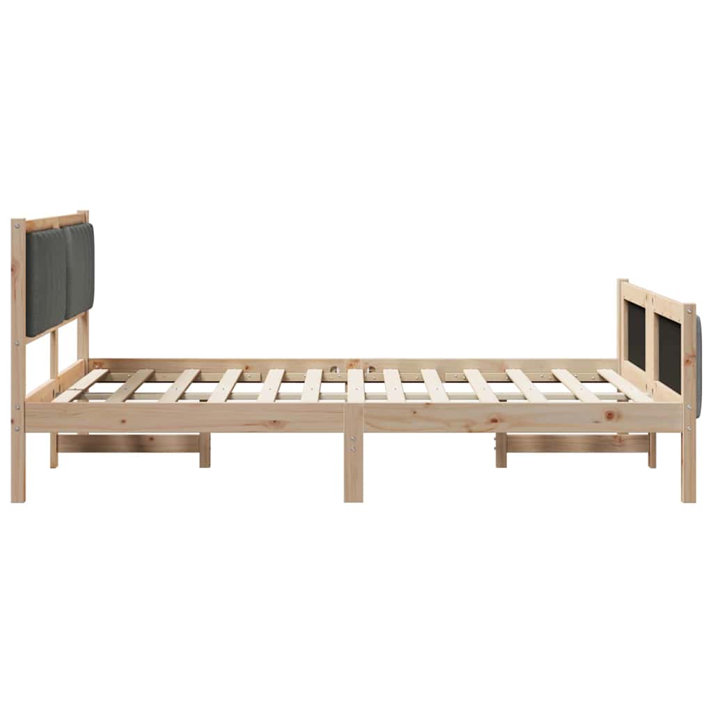 Bettgestell Braun und hellgrau 200 x 200 cm Massivholz Kiefer