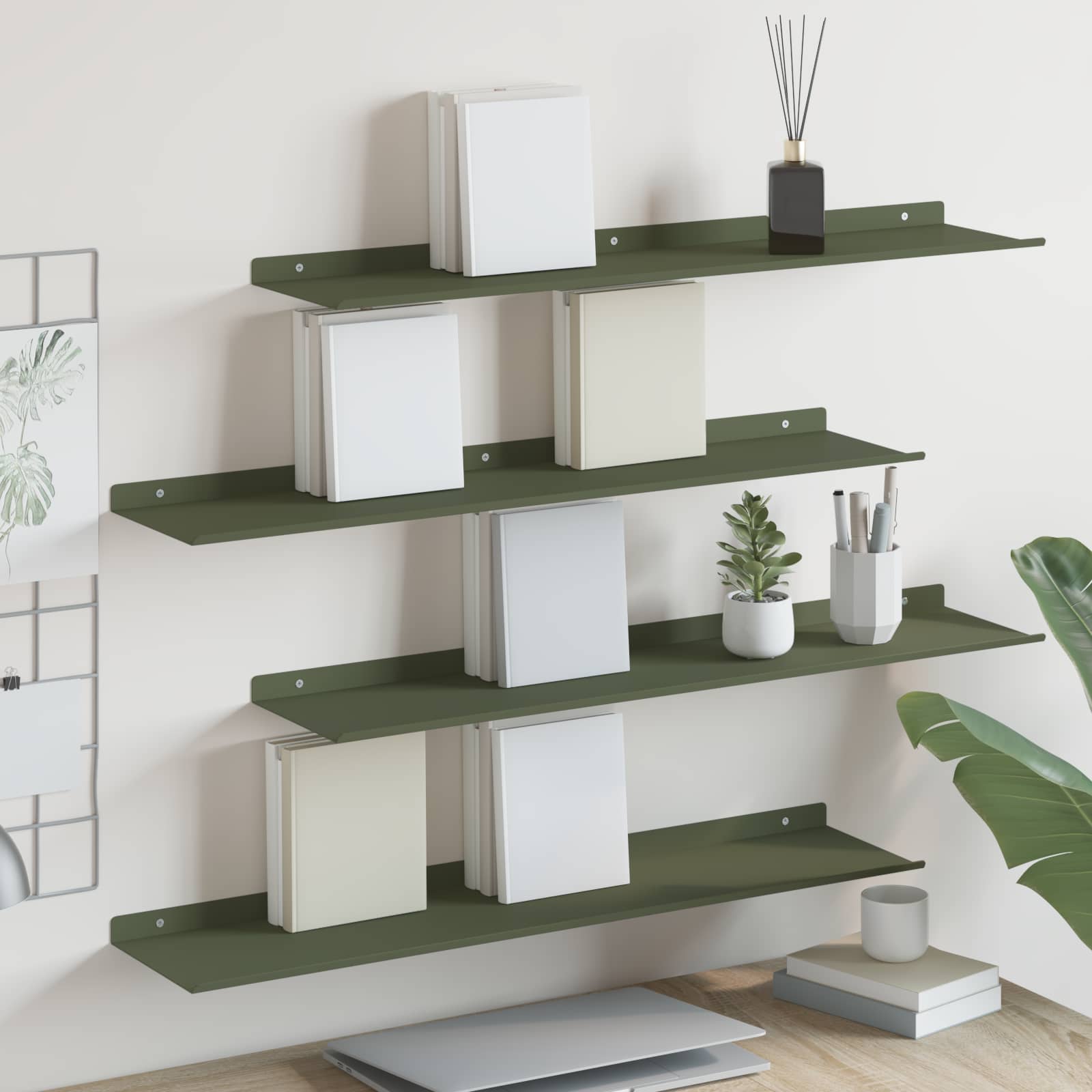 Schwebendes Regal 3 pcs Schwarz 40 x 9 x 2,5 cm Stahl