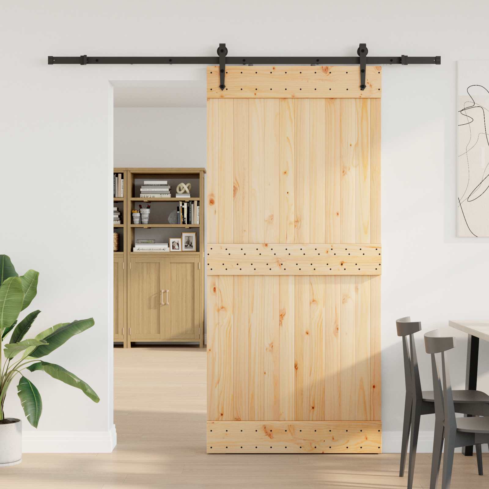 Schiebetür NARVIK Natürlich und Schwarz 70 x 210 cm (152,5 cm)