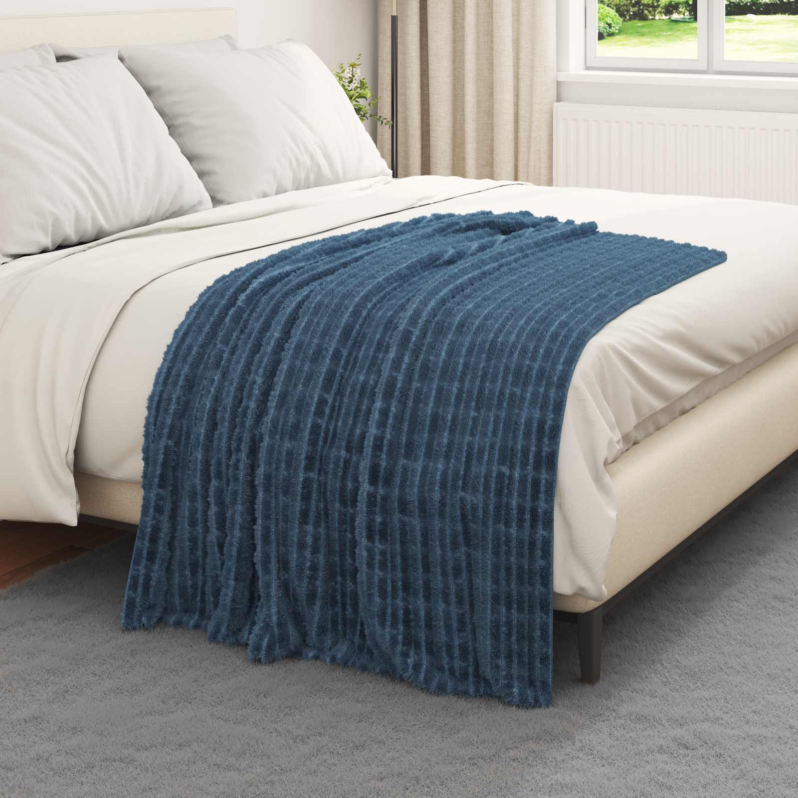 Überwurfdecke Beige 150 x 130 cm Fleece