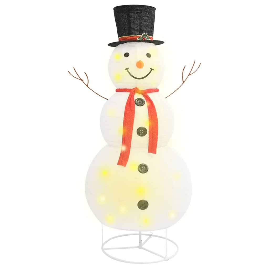 LED-Schneemann Weihnachtsfigur Luxus-Stoff 60 cm