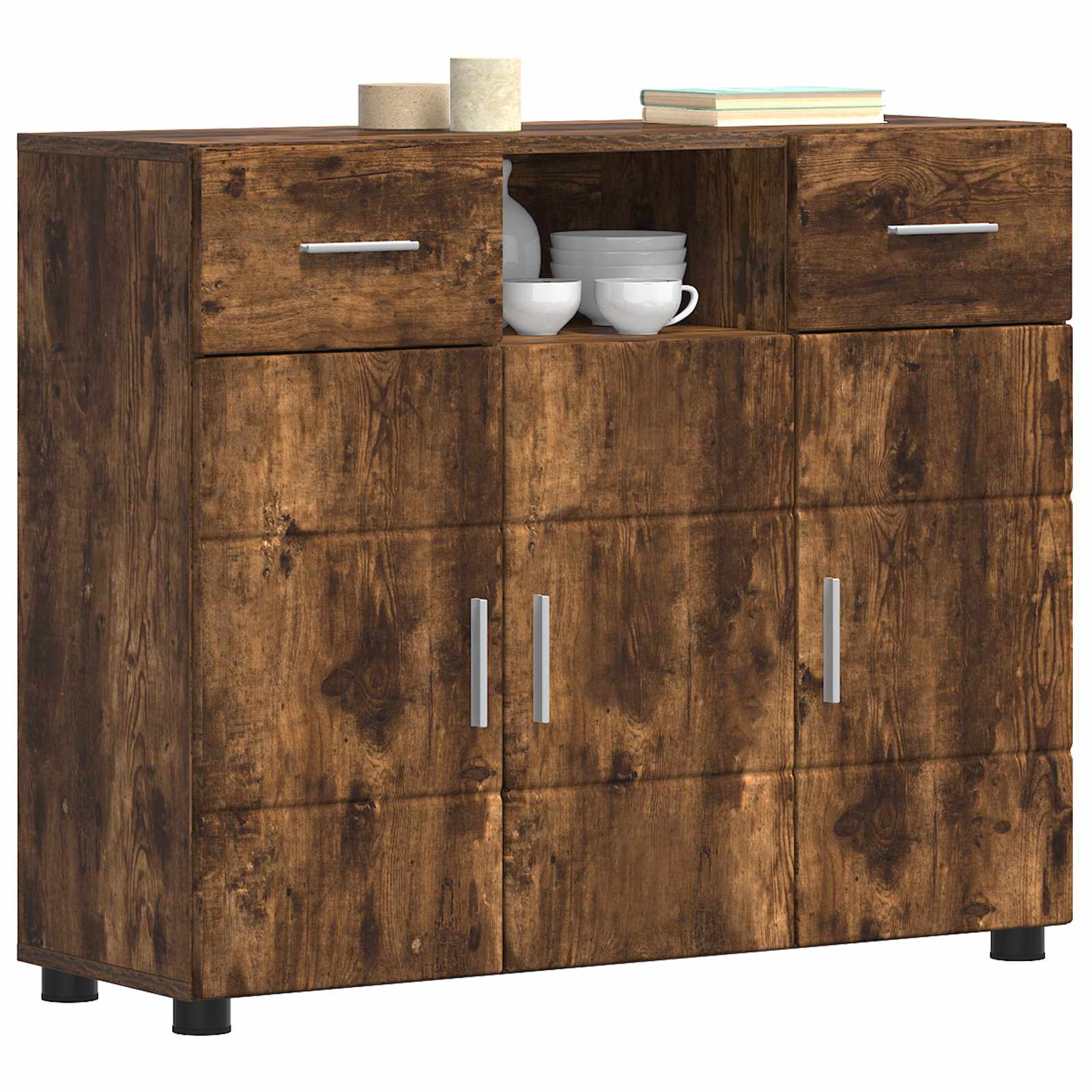 Highboard mit Regal FLORIN Weiß 60 x 35 x 182 cm Holzwerkstoff