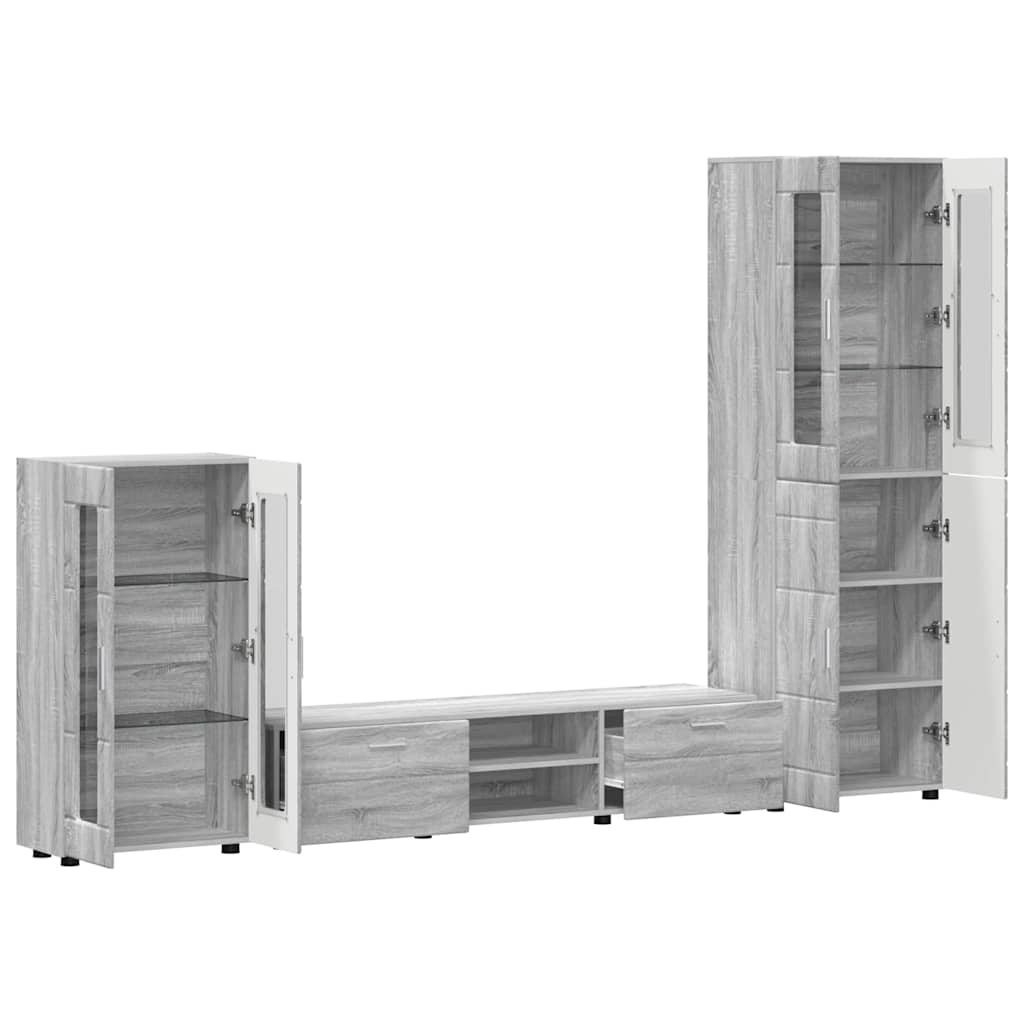 Highboard mit Regal FLORIN Weiß 60 x 35 x 182 cm Holzwerkstoff