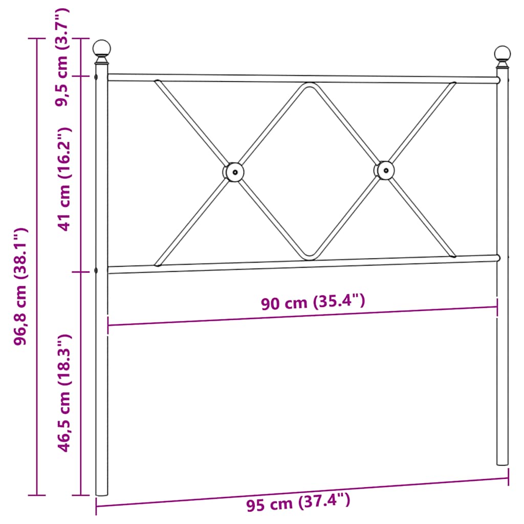 Ersatz-Kopfteil Metall Schwarz 75 cm