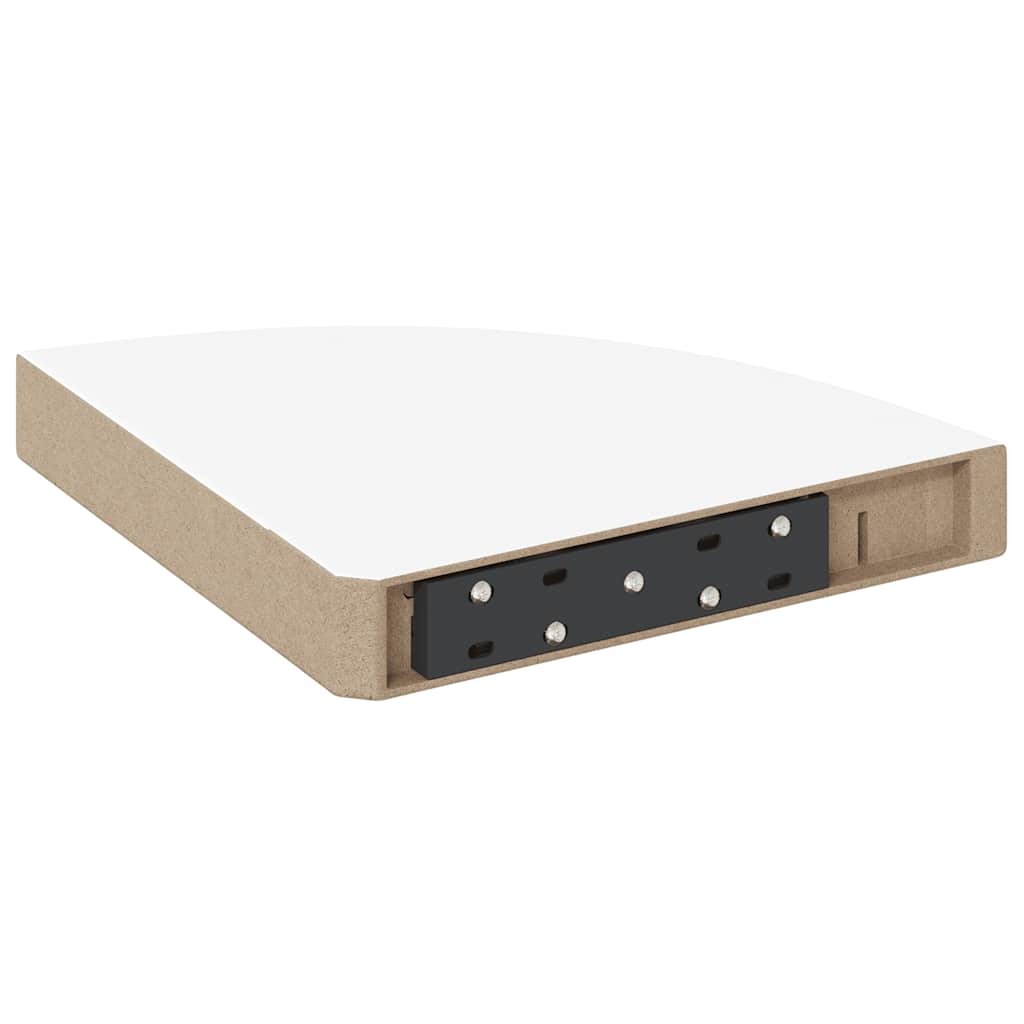 Schwebende Eckregale 2 Stk. Hochglanz-Weiß 25x25x3,8 cm MDF