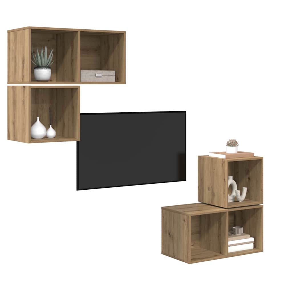 4-tlg. TV-Schrank-Set Weiß Holzwerkstoff