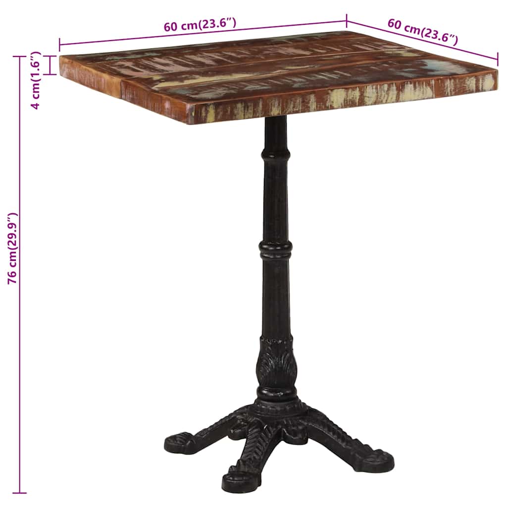 Bistrotisch 60x60x77 cm Raues Mangoholz