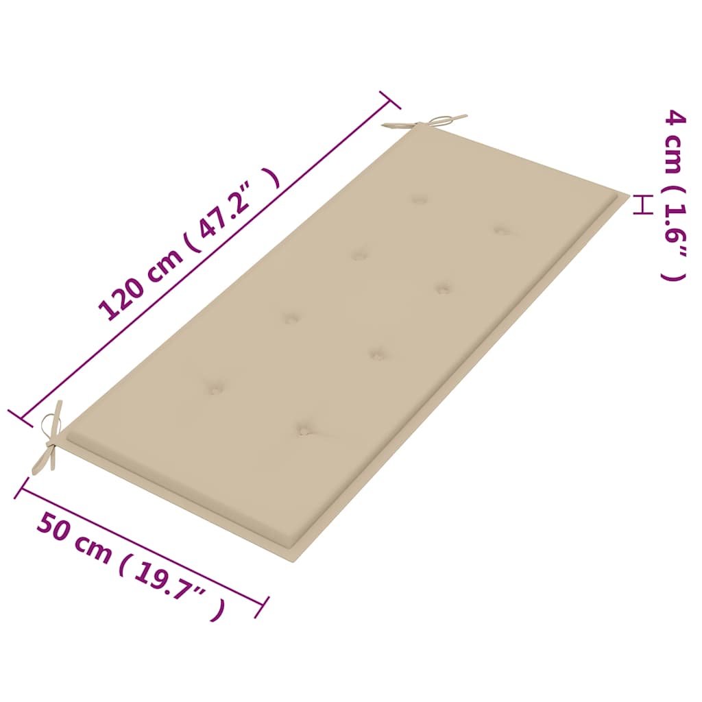 3-Sitzer-Gartenbank mit Auflage 150 cm Massivholz Eukalyptus