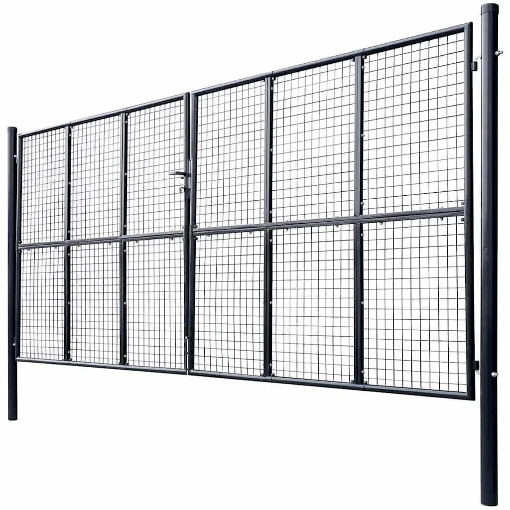Maschen-Gartentor verzinkter Stahl 400 x 150 cm Grau