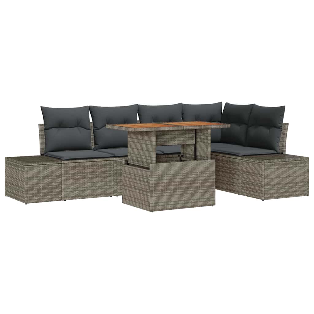 Garten Essgruppe mit Kissen 6 pcs Schwarz und Creme