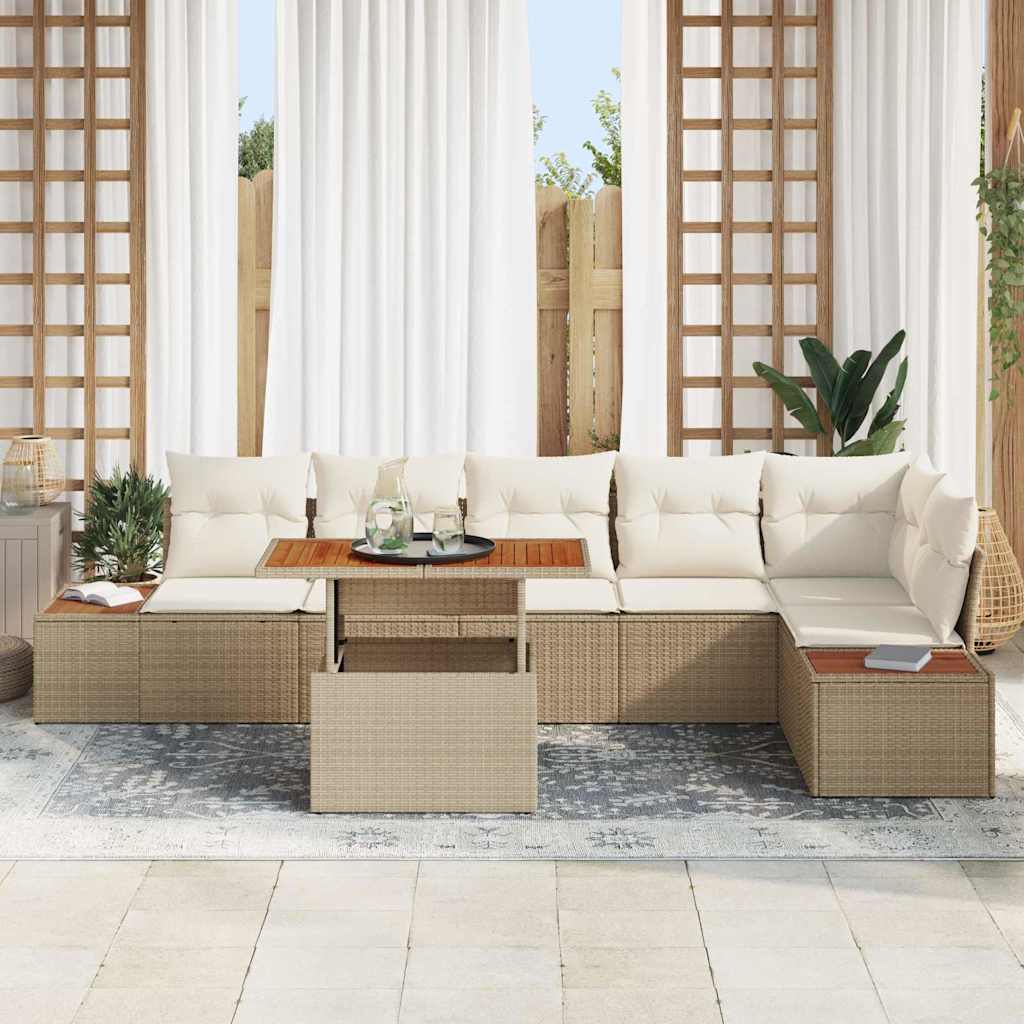 Garten Essgruppe mit Kissen 7 pcs Schwarz und Beige