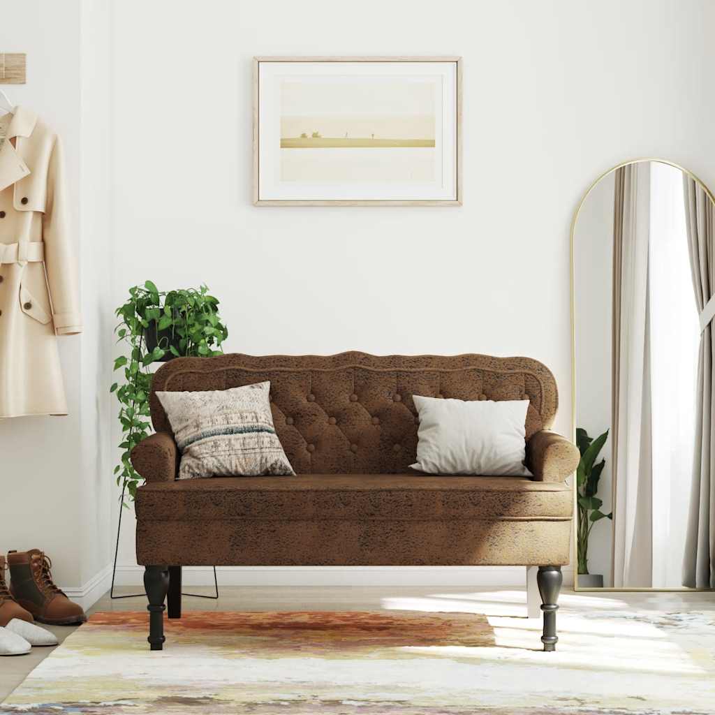 Sitzbank mit Rückenlehne Dunkelgrau 119,5x64,5x75 cm Samt