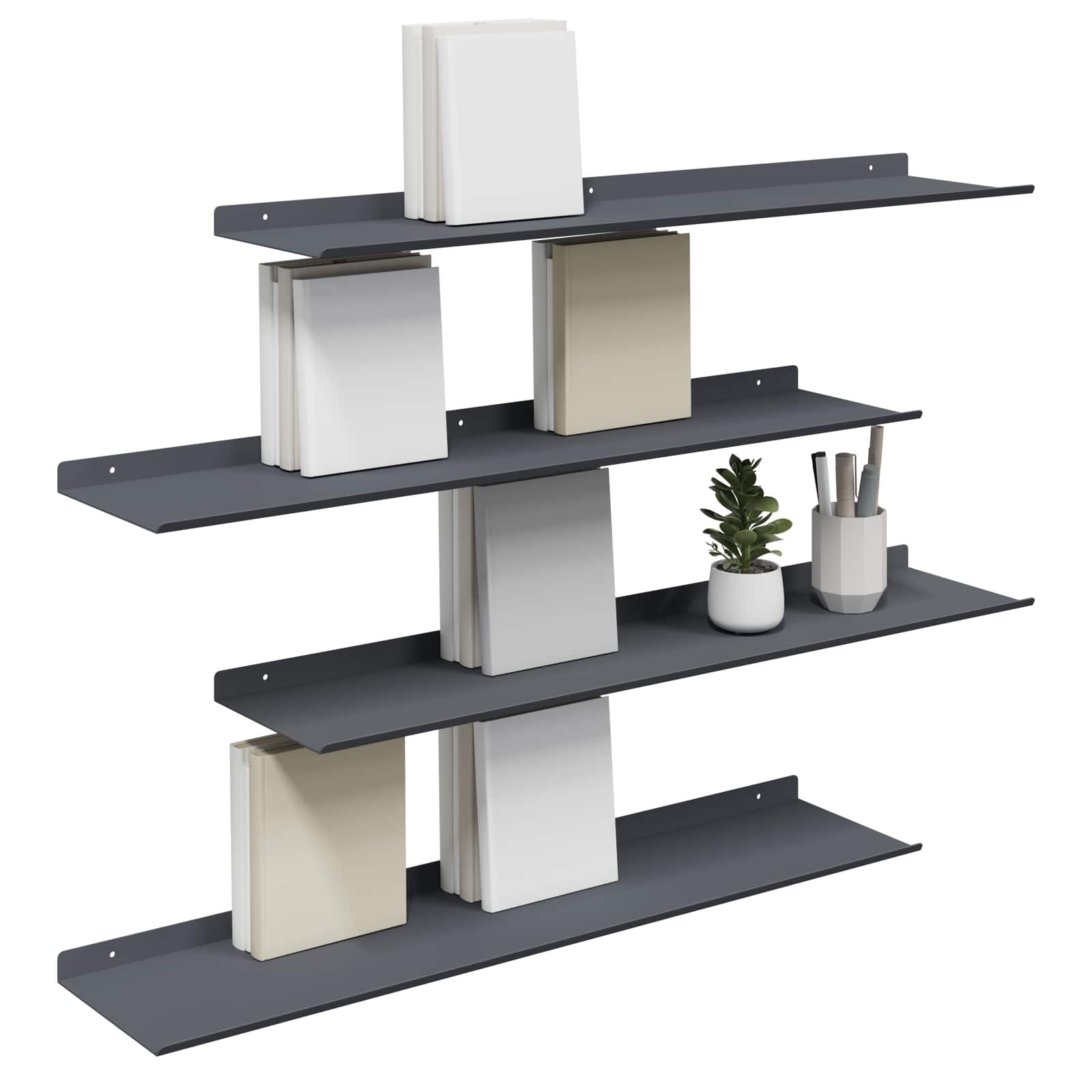 Schwebendes Regal 3 pcs Schwarz 40 x 9 x 2,5 cm Stahl