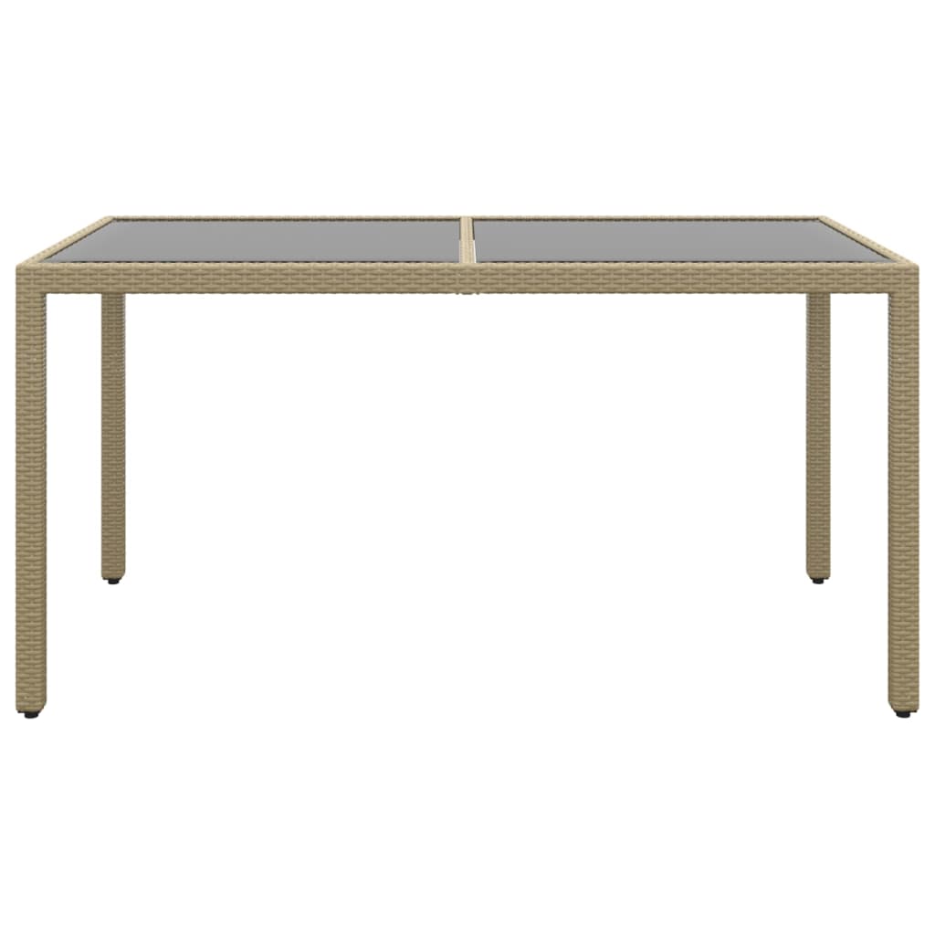 Gartentisch 150x90x75 cm Hartglas und Poly Rattan Schwarz