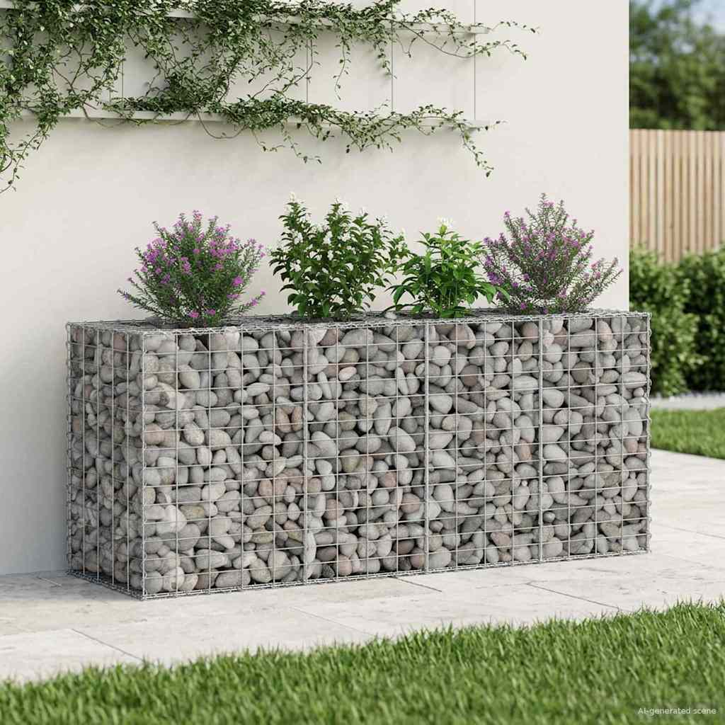 Gabionen Hochbeet 2 pcs Silber 260 x 60 x 55 cm