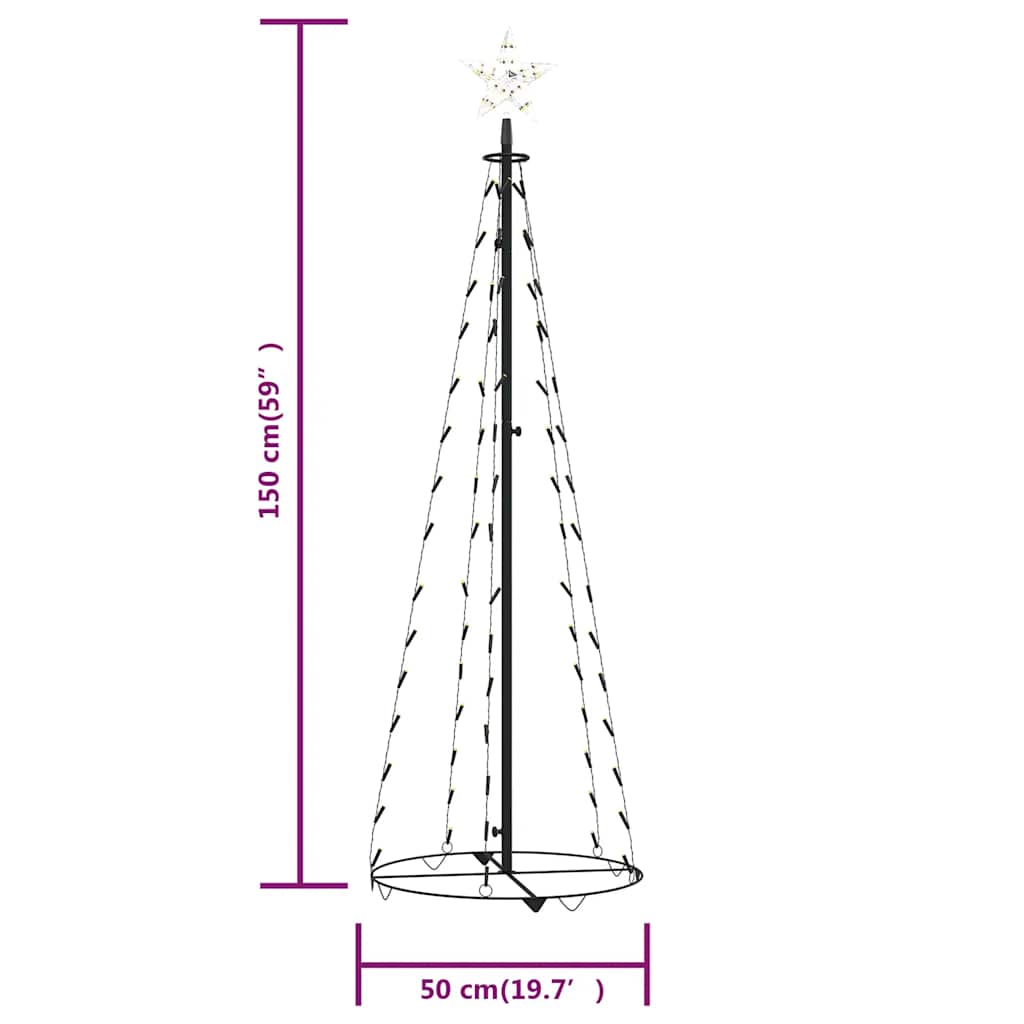 Weihnachtsbaum Kegelform 70 LEDs Deko Warmweiß 50x120 cm