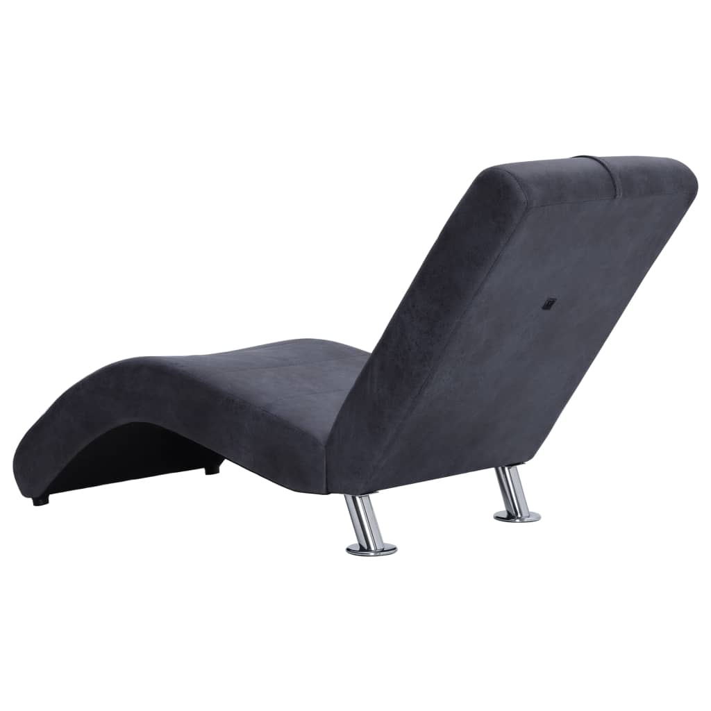 Chaiselongue mit Kissen Braun Wildleder-Optik