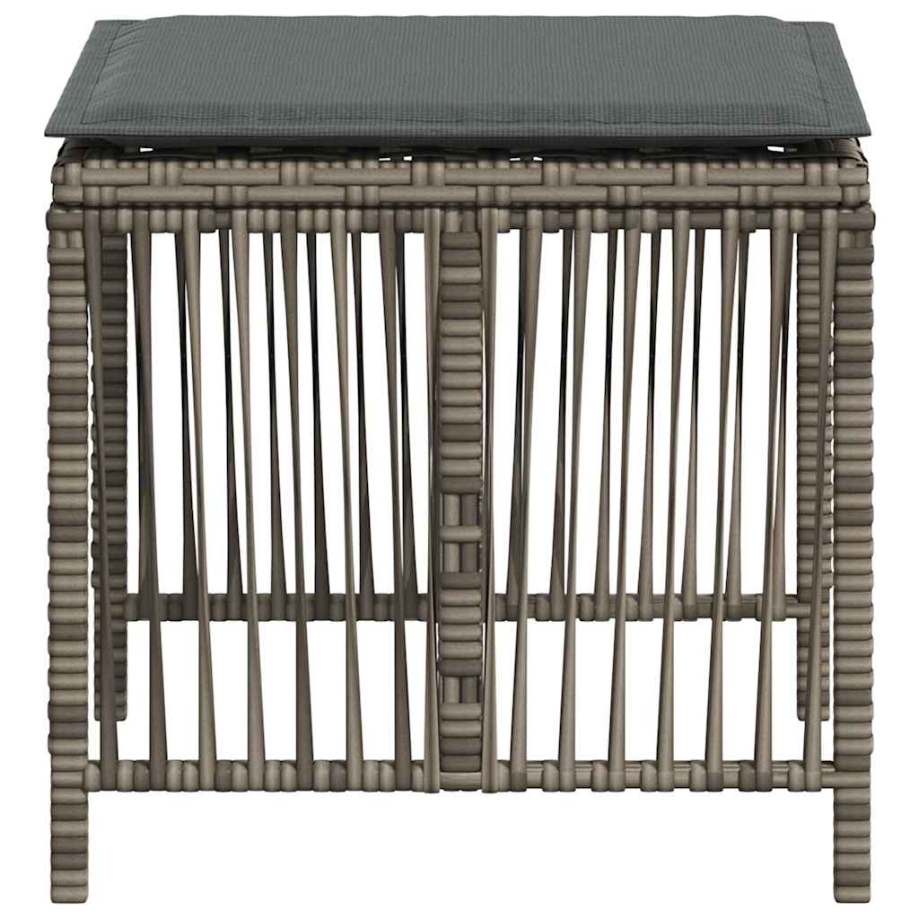 Gartenhocker mit Kissen 4 Stk. Schwarz 41x41x36 cm Poly Rattan