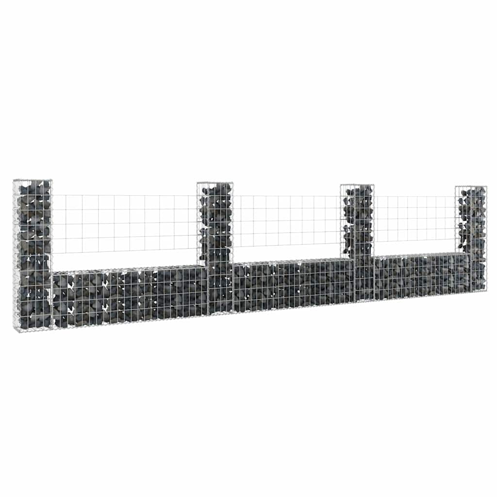 Gabionenkorb U-Form mit 2 Säulen Eisen 140x20x150 cm