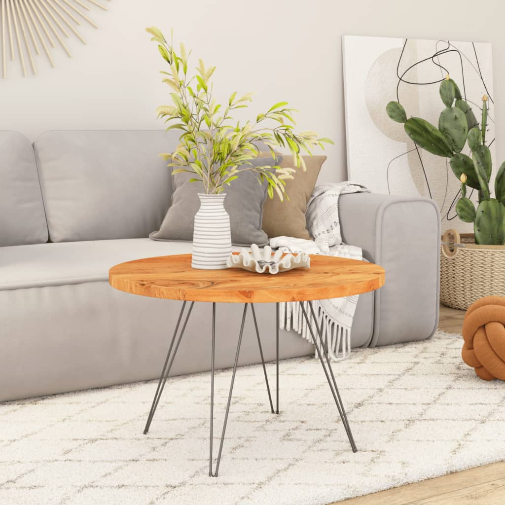 Tischplatte Ø 40x2,5 cm Rund Raues Massives Mangoholz