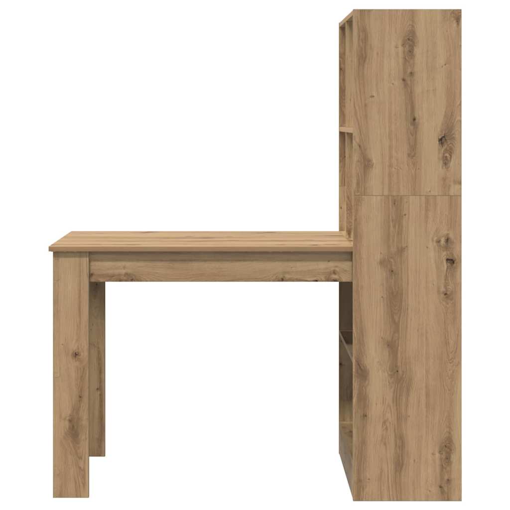 Schreibtisch mit Regal Schwarz Eichen-Optik 122 x 67 x 145 cm
