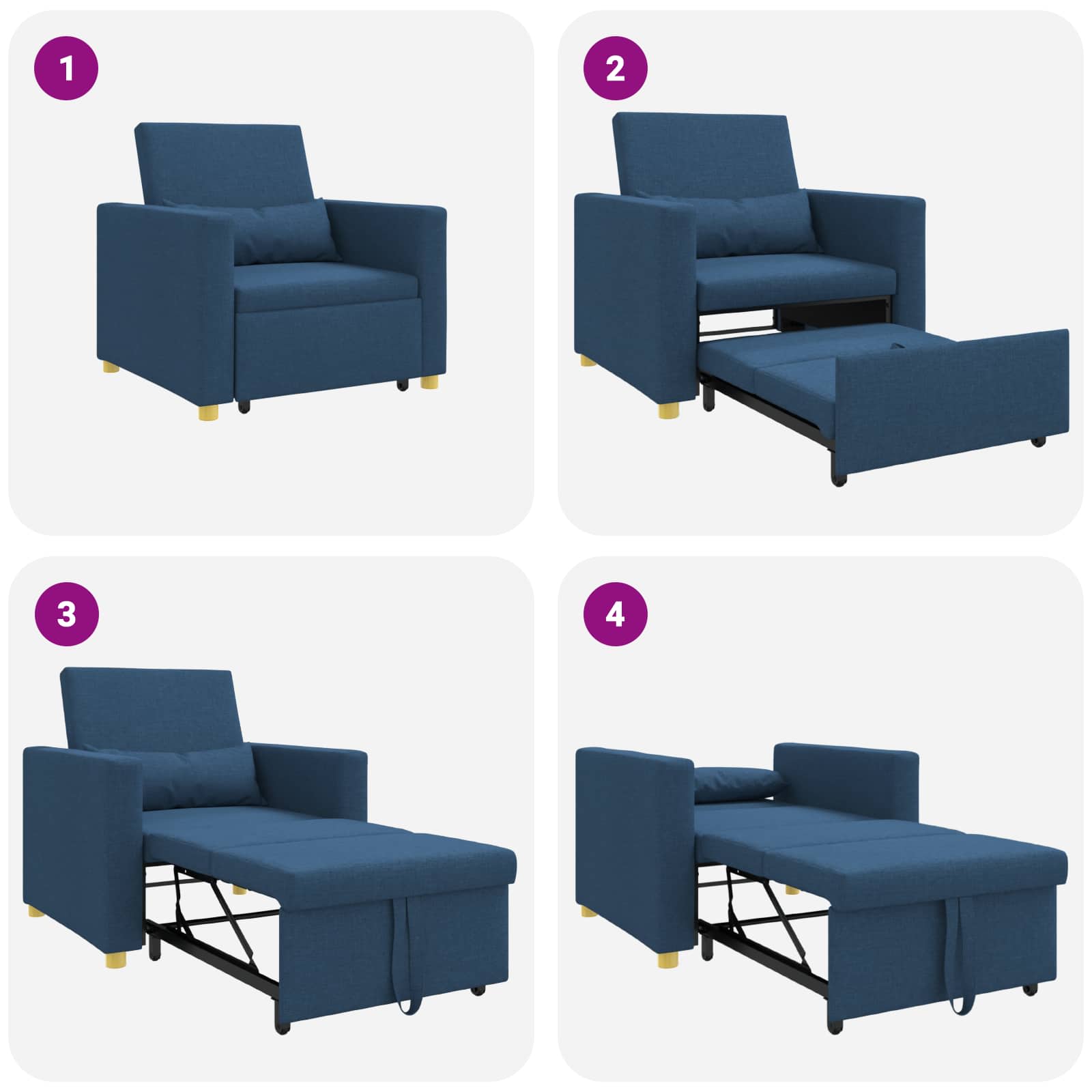 Ausziehbare Schlafcouch Einzel Hellgrau 90 x 165 x 87 cm Stoff