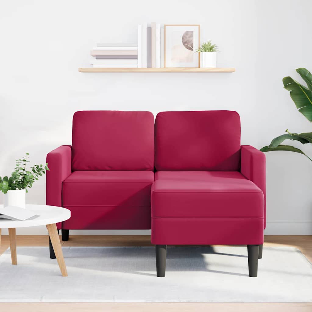 2-Sitzer-Sofa mit Chaiselongue L-Form Blau 125 cm Samt
