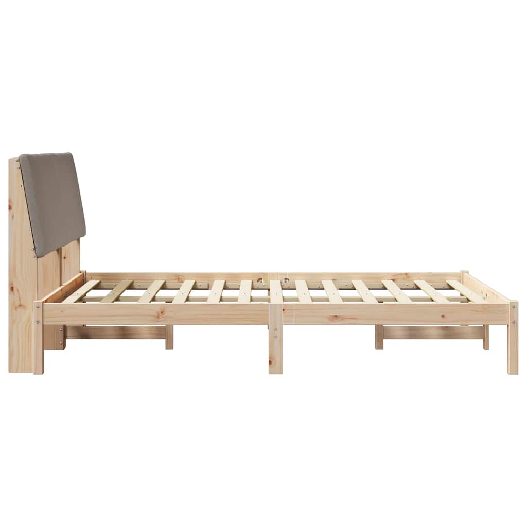 Bettgestell Braun und hellgrau 200 x 200 cm Massivholz Kiefer