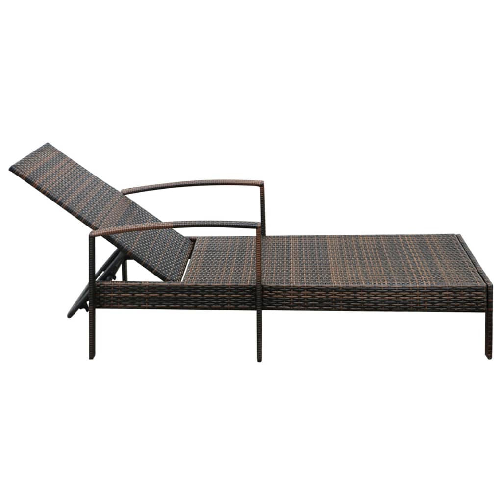 Sonnenliege mit Armlehnen Poly Rattan Grau
