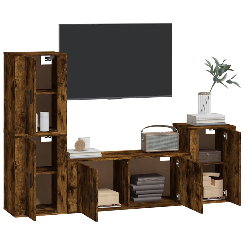4-tlg. TV-Schrank-Set Weiß Holzwerkstoff