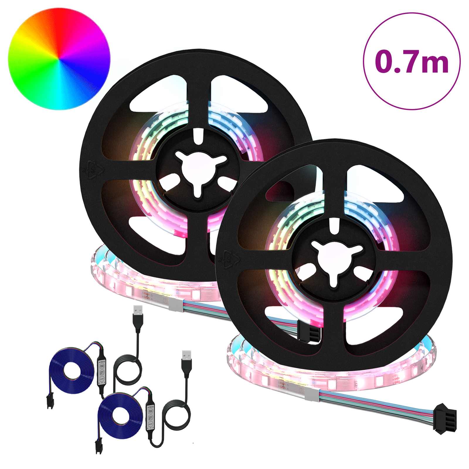LED Streifen 2 pcs Schwarz und Transparent 3000 mm