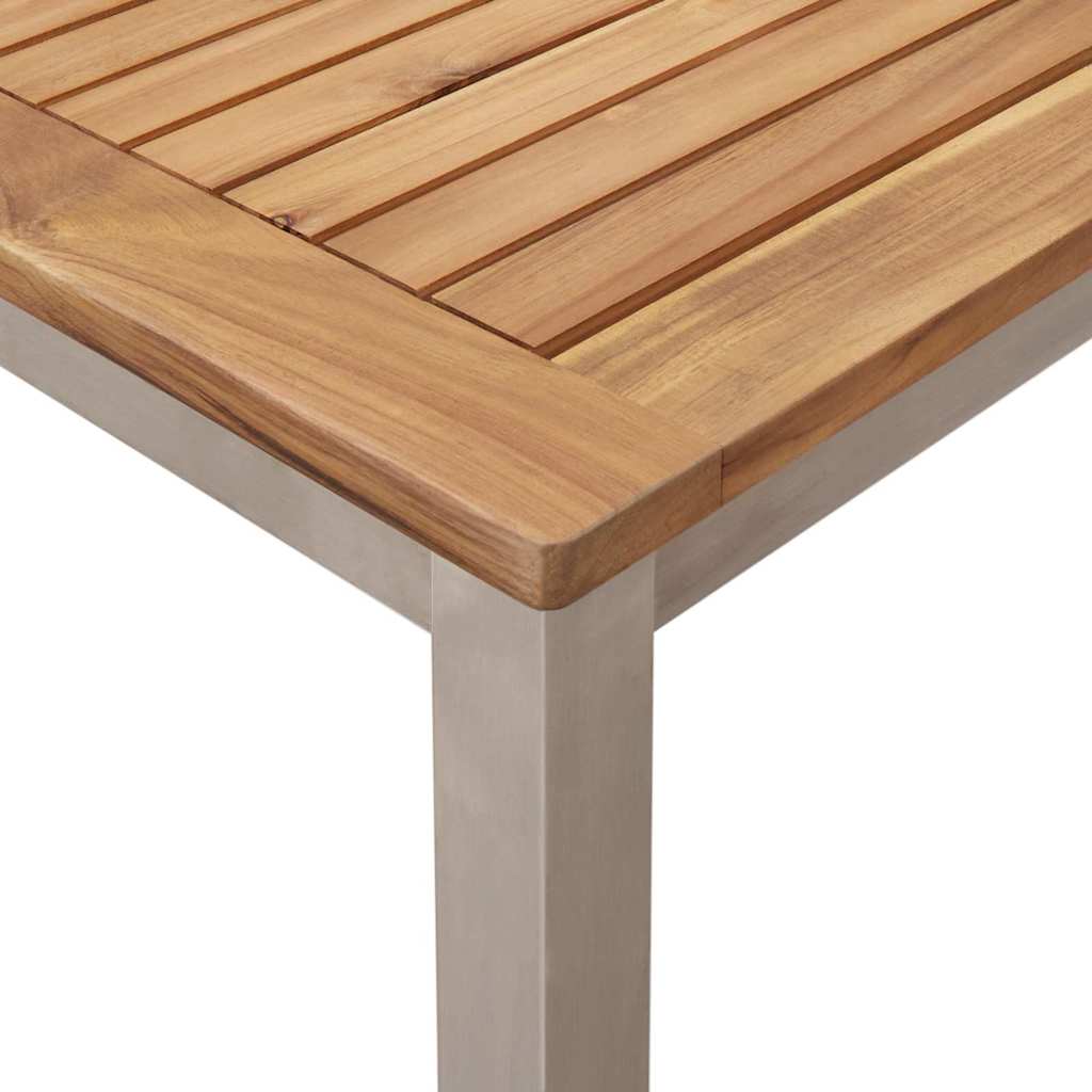 Esstisch 90x90x75 cm Massives Akazienholz und Edelstahl