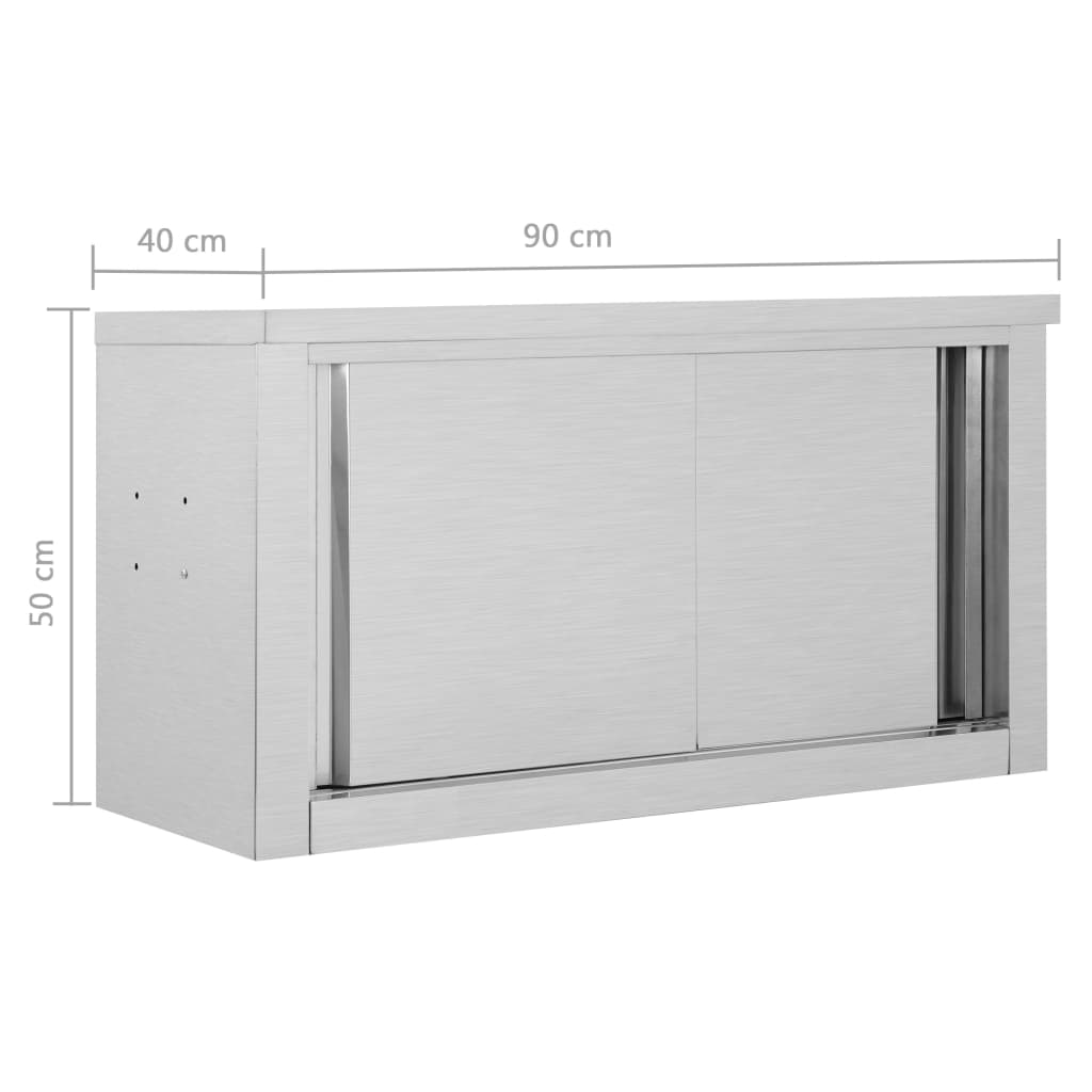 Wandhängeschrank mit Schiebetüren 150×40×50 cm Edelstahl