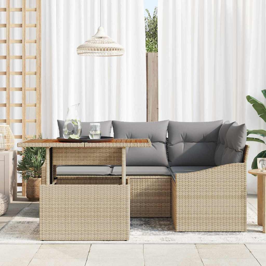 Garten Essgruppe mit Kissen 5 pcs Schwarz und Creme