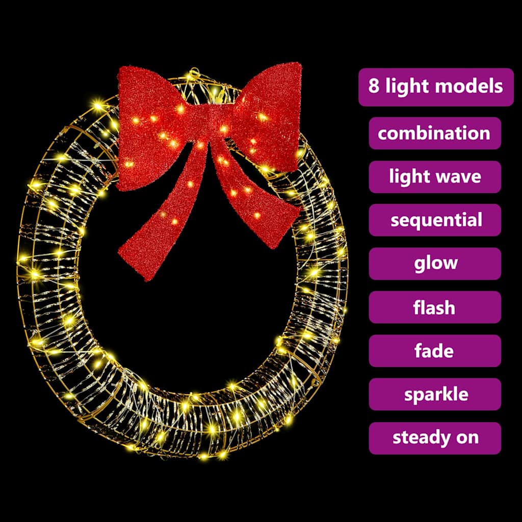 Kranz mit 60 LEDs Warmweiß 76 x 76 x 8 cm PET