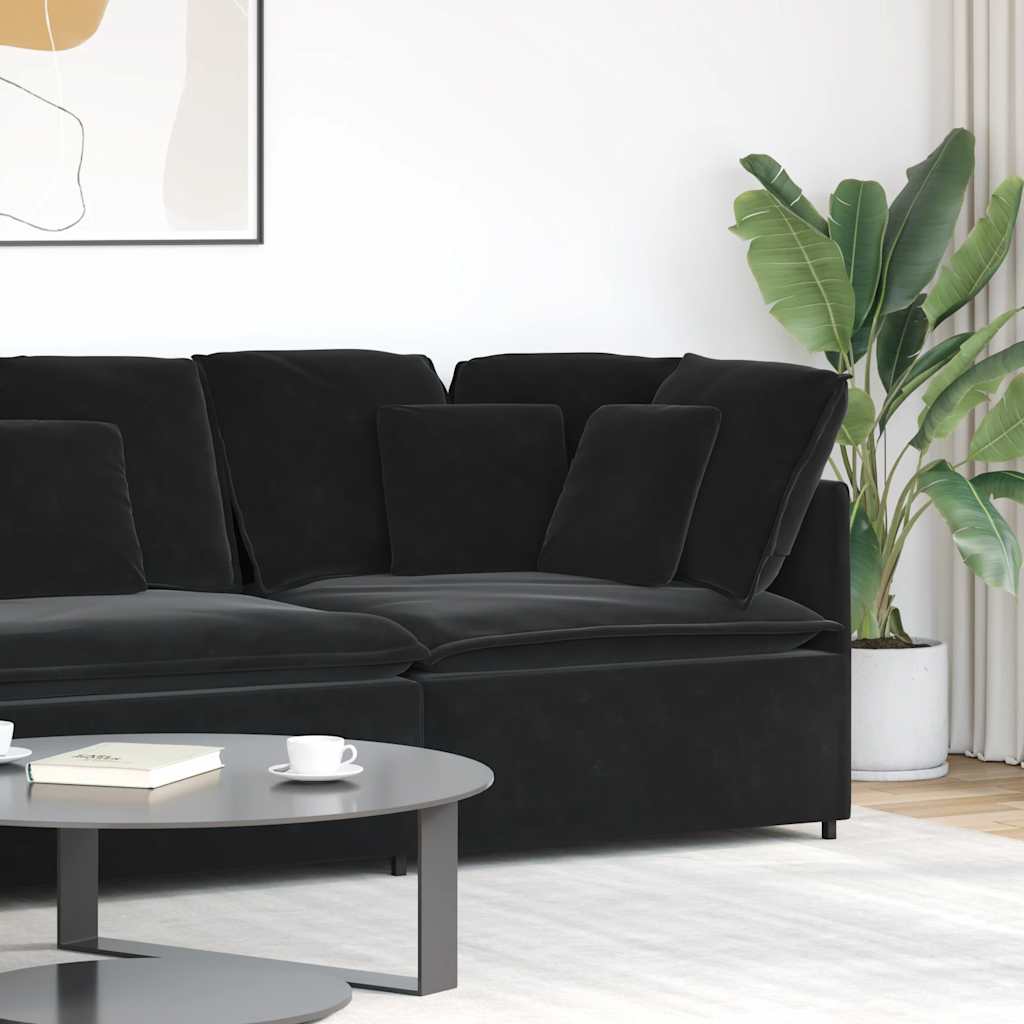 Modulares Sofa Endmodul mit Armlehne Kissen Blau 100 cm