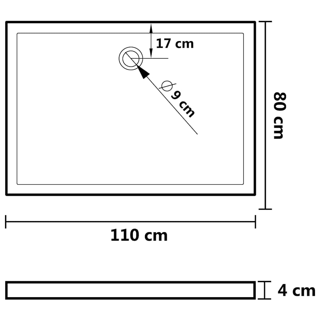 Duschtasse ABS Rechteckig 70x90 cm