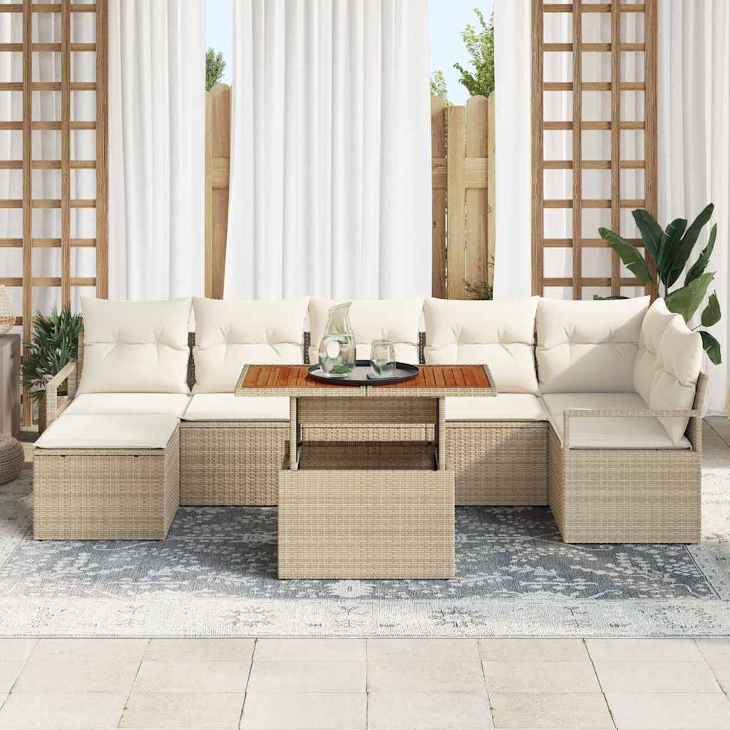 Garten Essgruppe mit Kissen 8 pcs Schwarz und Creme