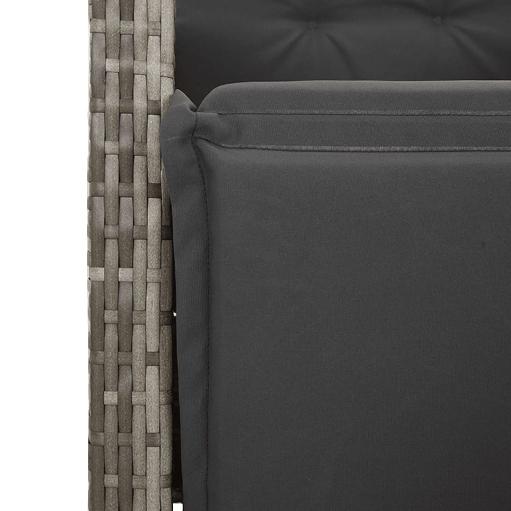 Gartensessel mit Fußteil Verstellbar Schwarz Poly Rattan