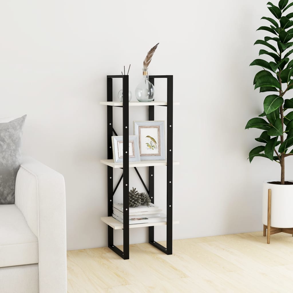 Bücherregal 3 Fächer Weiß 40x30x105 cm Holzwerkstoff