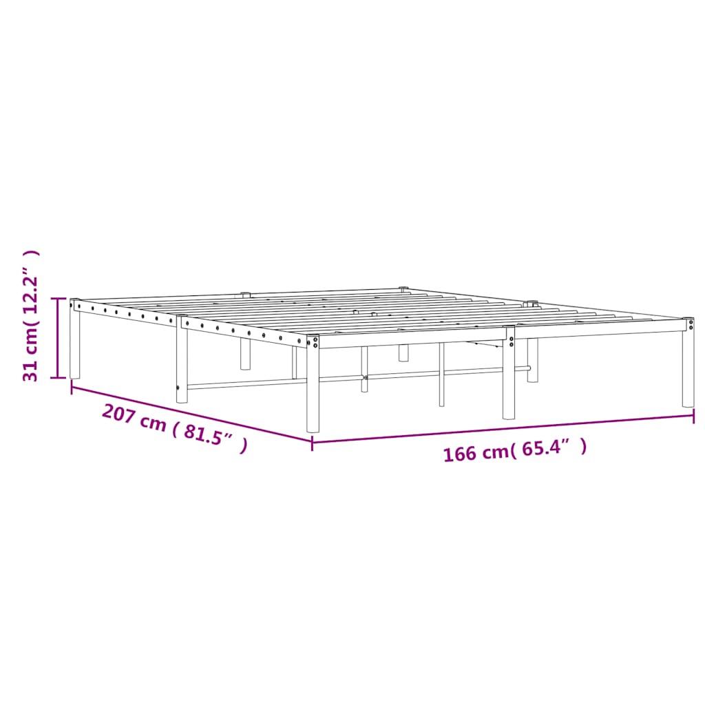 Bettgestell Metall Schwarz 75x190 cm